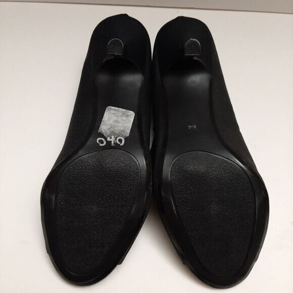 ANN MARINO Ruffle Detail Peep-Toe Slip-On High Heel Shoes Black Fabric Sz 9 M - Picture 14 of 16